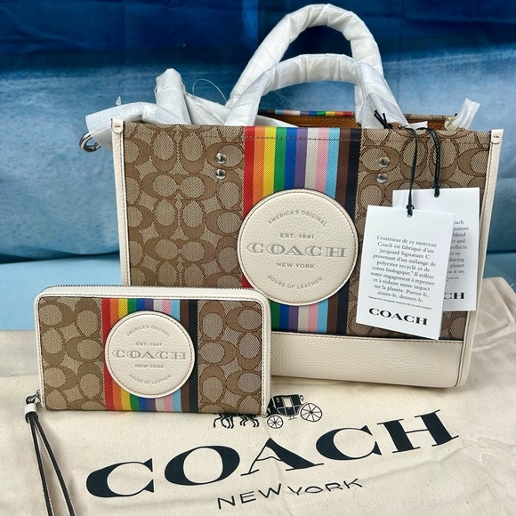 Coach Special Edition Dempsey Rainbow Carryall Bag and Wristlet. - Picture 1 of 16